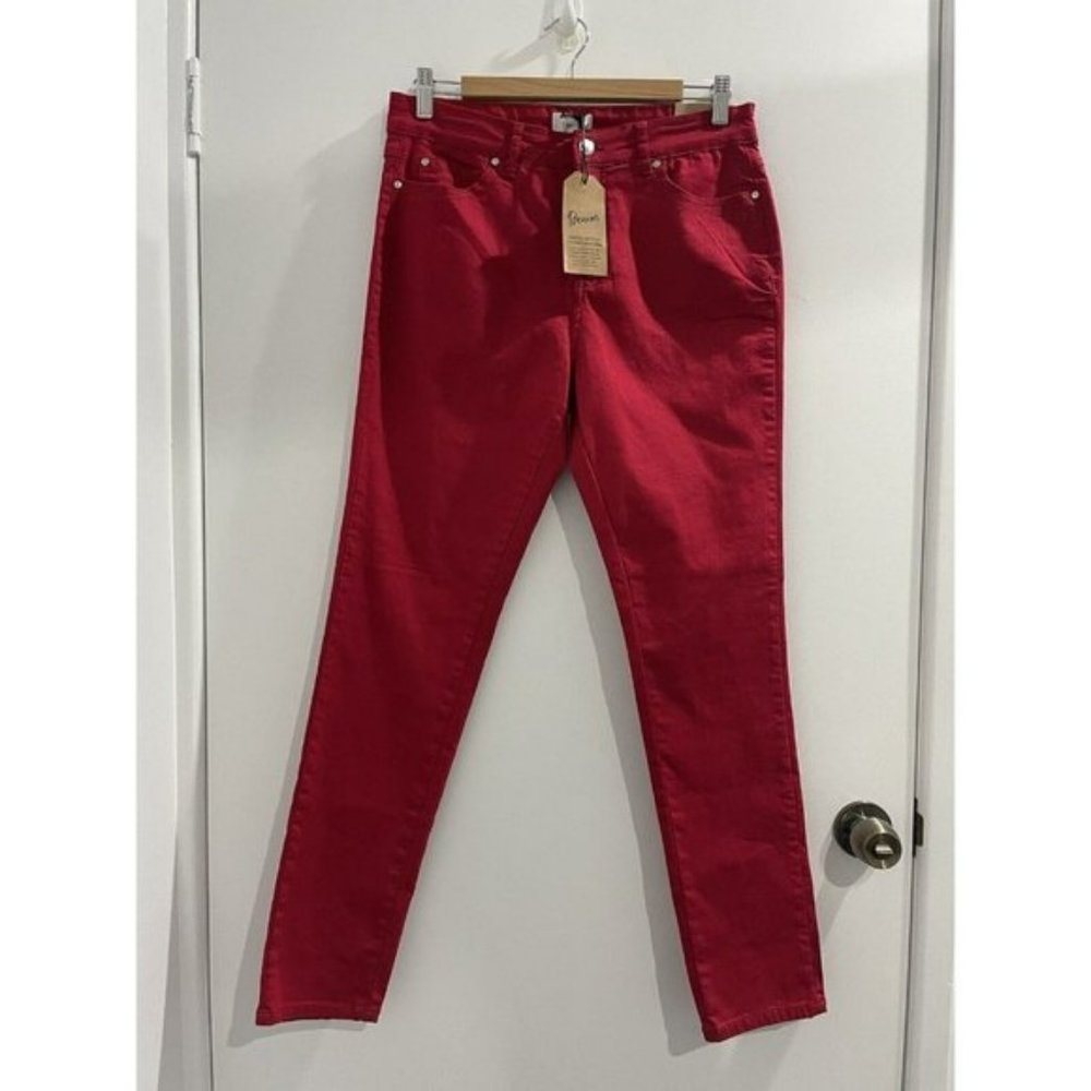 W.lane Red Jeans Full Length Straight Size 12